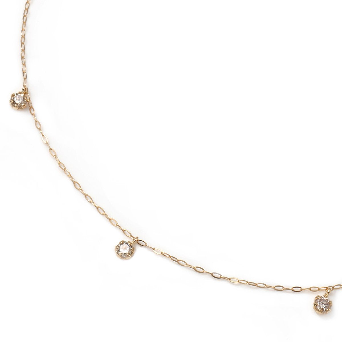 ダイヤモンド 18K イエローゴールド ステーションネックレス